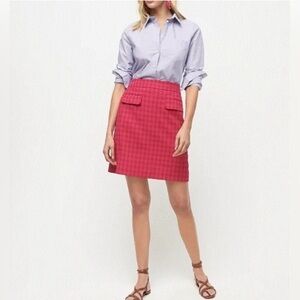 J. Crew Front-Flap Pocket Women’s Skirt in Red/Pink Gingham Size 10 NWT